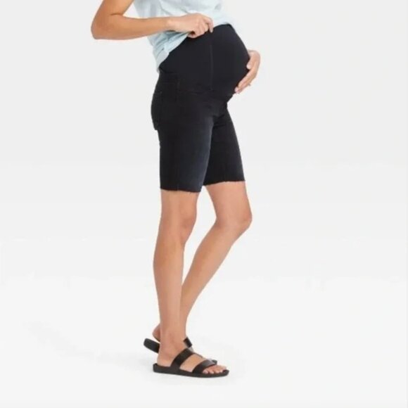 ISABEL MATERNITY black stretch denim bermuda shorts 8 NWT - Picture 9 of 9
